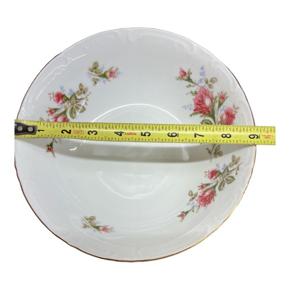 Vintage Grant Crest Royal Rose Fine China Serving Bowl 9” Gold Trim - Picture 5 of 6